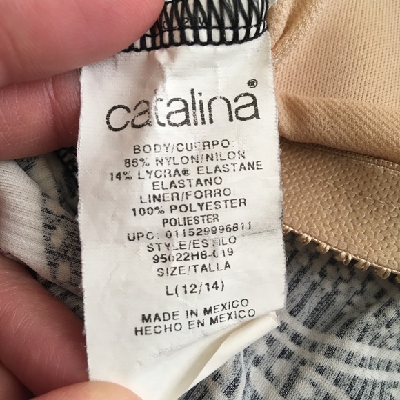 Catalina Black And White One Piece Swimsuit L - Picture 7 of 8